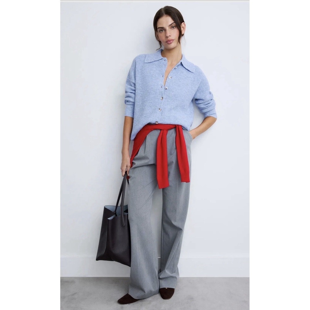 Central Park West Millie Oversized Polo Sweater Blue Size Medium
